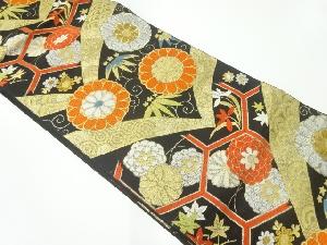 アンティーク　菊・桐模様織出し袋帯（着用可）